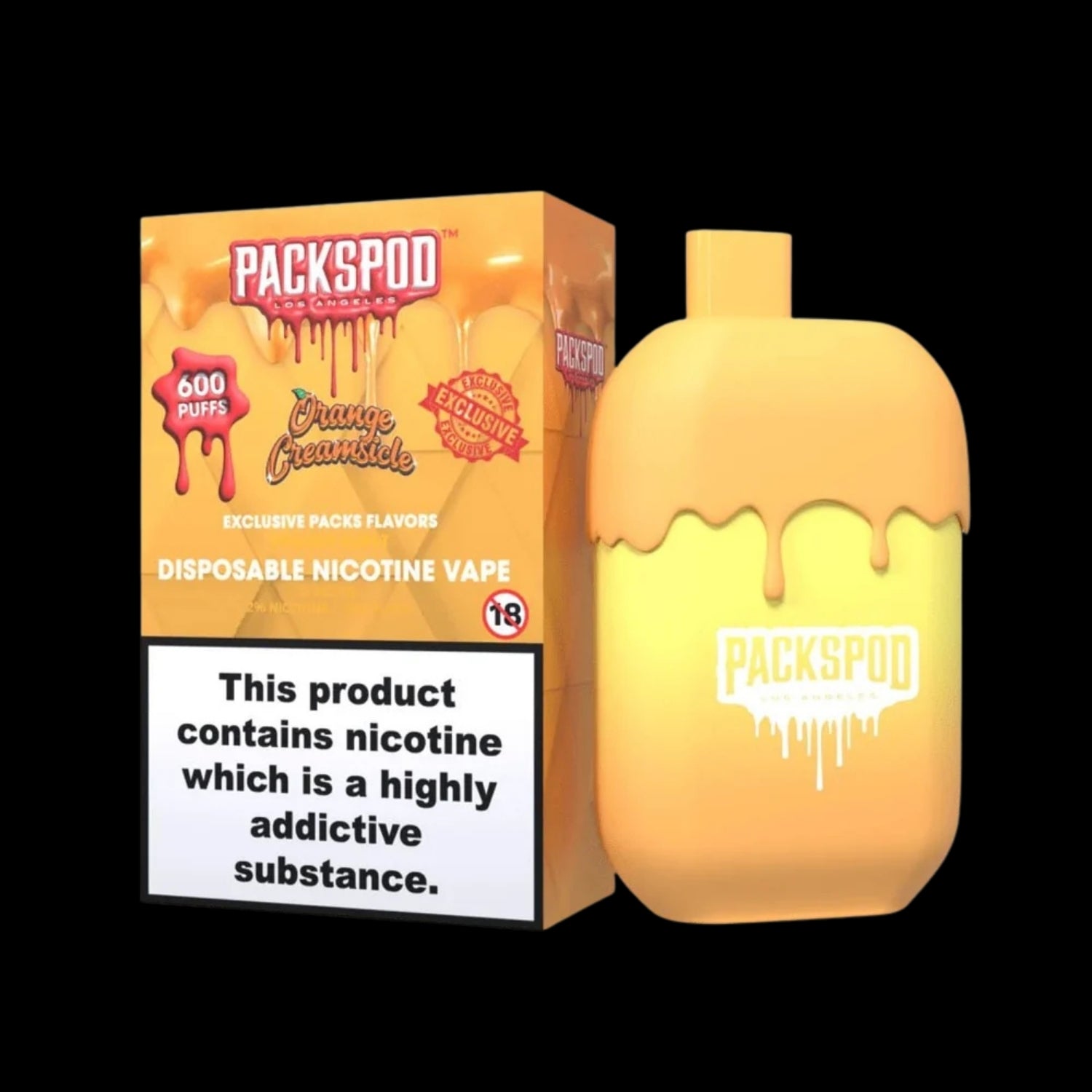 PackSpod 600 Vape – Orange Creamsicle